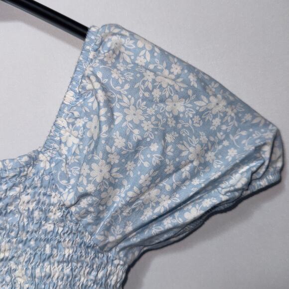 Freestyle Revolution Girls Blue Floral Smocked Dress - Size 6 - Picture 3 of 6